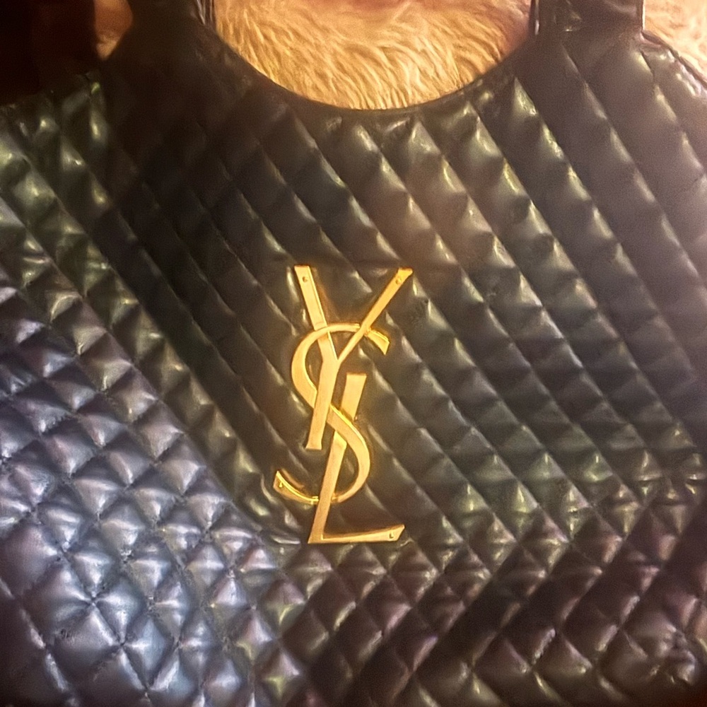 Yves Saint Laurent Quilted Black Shoulder Bag with Gold Logo